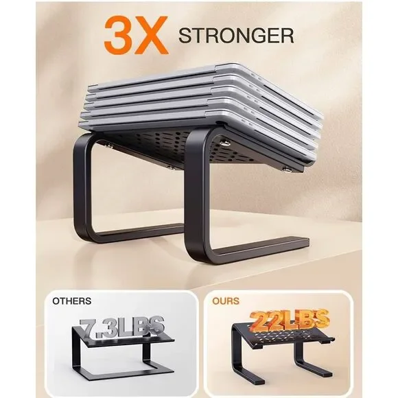 Ergonomic Laptop Stand Riser Compatible with 10-15.6” Laptop Black - Picture 4 of 6